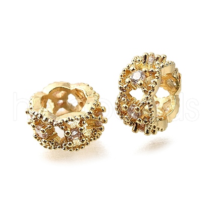 Column Brass Micro Pave Cubic Zirconia Spacer Beads KK-L230-08G-01-1