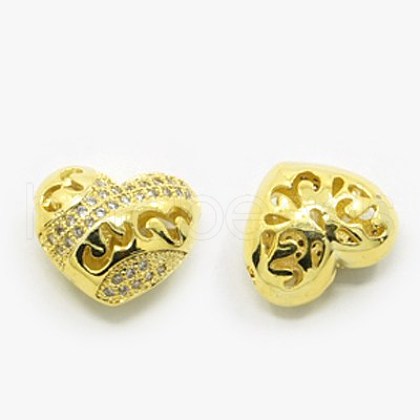 Brass Micro Pave Cubic Zirconia Beads ZIRC-F004-33G-1
