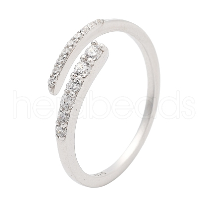 925 Sterling Silver Single Open Cuff Ring with Cubic Zirconia QF9516-2-1