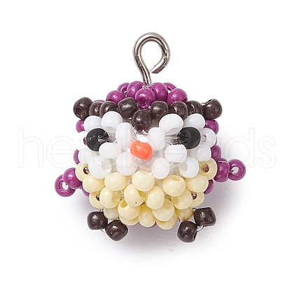 Glass Seed Beaded Pendants PALLOY-MZ00393-1