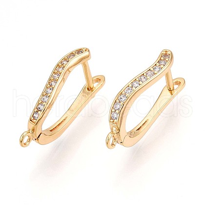 Brass Micro Pave Cubic Zirconia Hoop Earring Finding KK-N261-37G-1