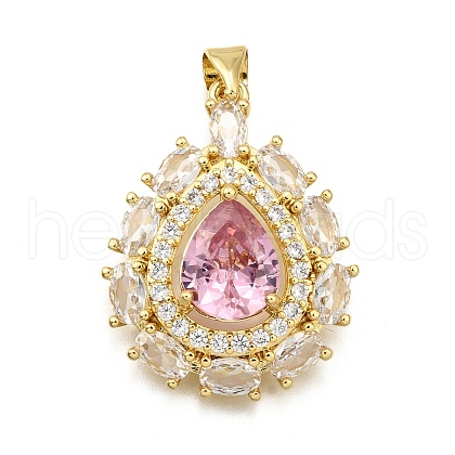 Brass Micro Pave Cubic Zirconia Pendants KK-K401-38G-1