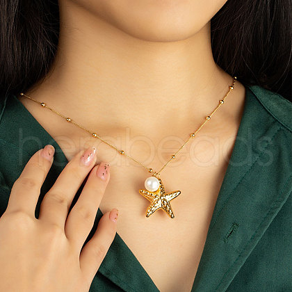 Stainless Steel Gold Cross Star Necklaces WJ2028-2-1