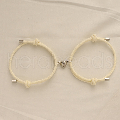 Alloy Heart-shaped Magnetic Braided Rope Bracelets for Couple Girlfriends WG59636-14-1