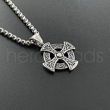 Stainless Steel Viking Cross Pendant Necklaces for Men MS4247-1