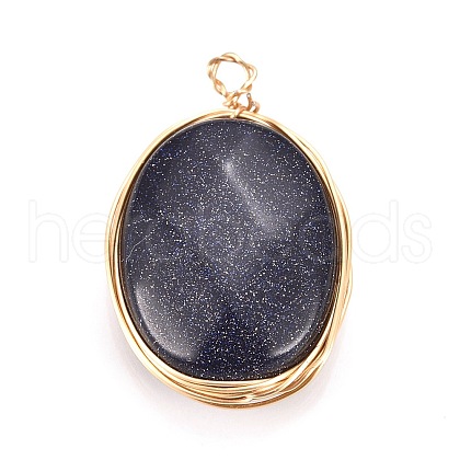 Synthetic Blue Goldstone Pendants X-PALLOY-JF00467-03-1