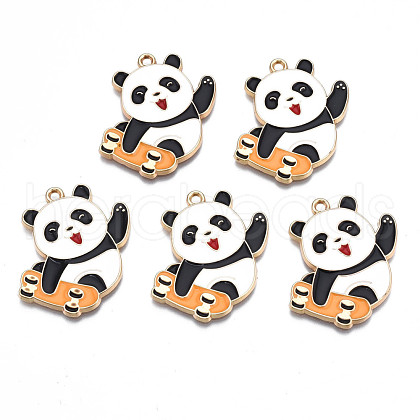 Rack Plating Alloy Enamel Pendants ENAM-N055-045-1