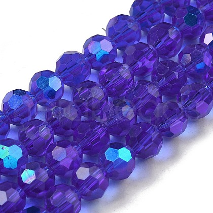 Electroplate Transparent Glass Beads Strands EGLA-A035-T8mm-L06-1