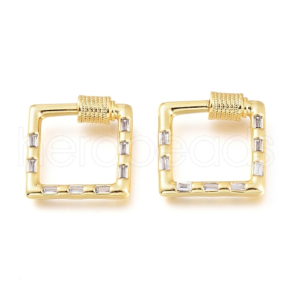 Brass Micro Pave Cubic Zirconia Screw Carabiner Lock Charms KK-M206-20G-01-1