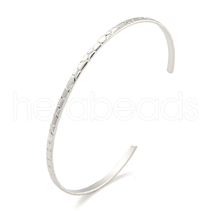 Non-Tarnish Textured 304 Stainless Steel Wrap Cuff Bangle for Women BJEW-P331-19P-1