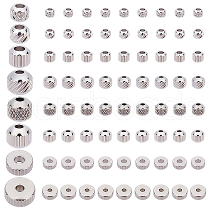   80Pcs 8 Style 201 Stainless Steel Beads STAS-PH0004-24-1