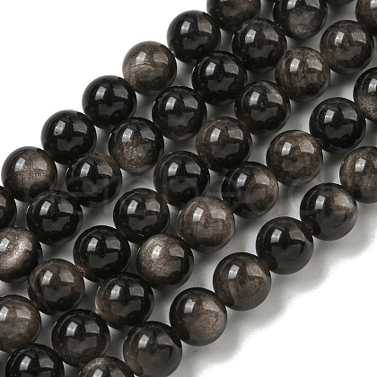 Natural Silver Obsidian Beads Strands G-S150-20A-8mm-1