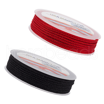 BENECREAT 2 Rolls 2 Colors 10M Nylon Round Cord OCOR-BC0007-58-1