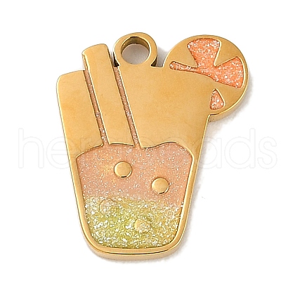 Ion Plating(IP) 304 Stainless Steel Sequins Enamel Pendants STAS-M080-10G-01-1