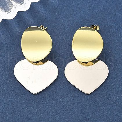 Two Tone Heart Brass Dangle Stud Earrings for Women EJEW-U057-02GP-A-1