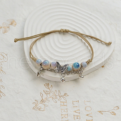 Butterfly Ceramic Beads Braided Bead Bracelets FS-WGDB922-09-1