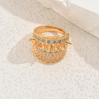 Geometric Hollow Brass Micro Pave Cubic Zirconia Adjustable Finger Rings for Women GM7706-2-1