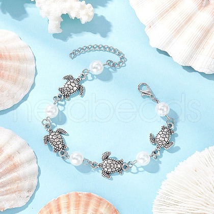 Ocean Series Alloy Tortoise Link Bracelets BJEW-JB11840-02-1