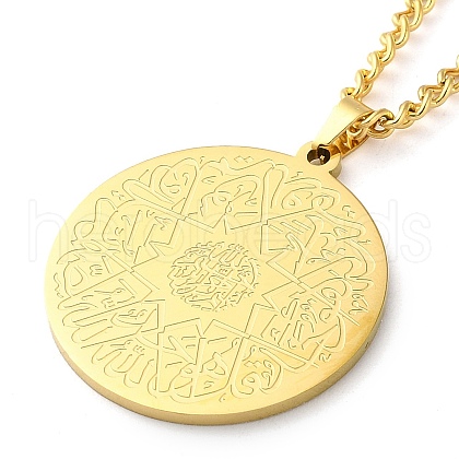 304 Stainlessa Steel Curb Chain Pendant Necklaces NJEW-H034-08G-1