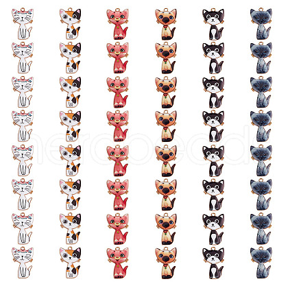 DELORIGIN 48Pcs 6 Styles Alloy Enamel Pendants ENAM-DR0001-04-1