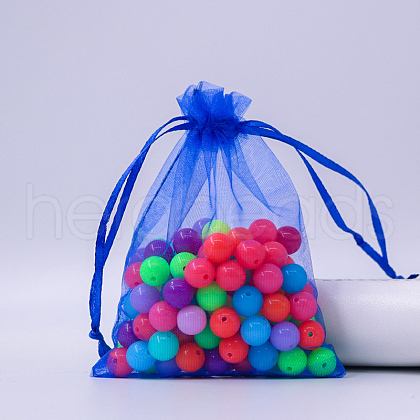 Rectangle Organza Drawstring Bags CON-PW0001-054D-02-1