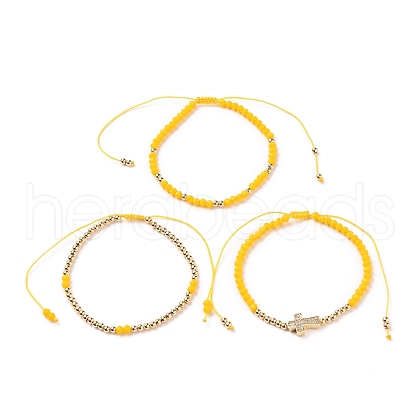 Adjustable Nylon Cord Braided Bead Bracelets Sets BJEW-JB05735-04-1