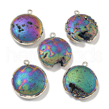 Electroplated Natural Druzy Agate Pendants G-A229-01D-1