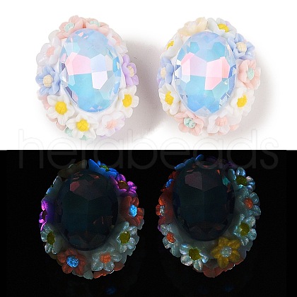 Handmade Luminous Polymer Clay Rhinestone Beads CLAY-H003-05F-1