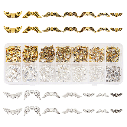   173Pcs 14 Styles Tibetan Style Alloy Fairy Wing Beads FIND-PH00201-06-1