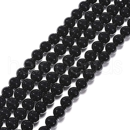 Synthetic Black Stone Beads Strands X-GSR10mmC044-1