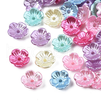 5-Petal ABS Plastic Imitation Pearl Bead Caps KY-N020-10-1