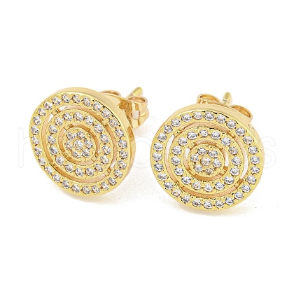 Brass Micro Pave Cubic Zirconia Ear Studs EJEW-P261-35G-1