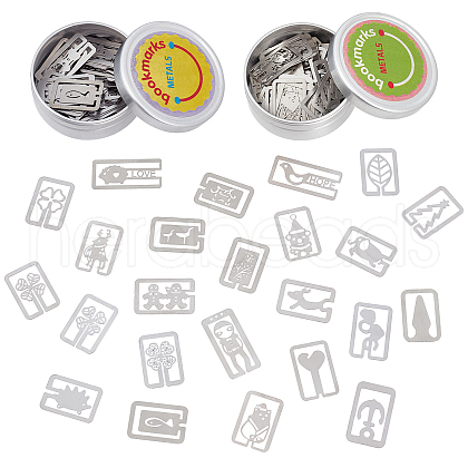 CRASPIRE 2 Boxes 2 Style Hollow Metal Bookmarks Stainless Steel Bookmarks AJEW-CP0004-79-1