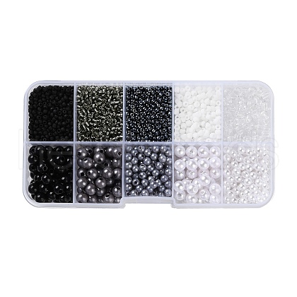 DIY 10 Grids ABS Plastic & Glass Seed Beads Jewelry Making Finding Beads Kits DIY-G119-01F-1