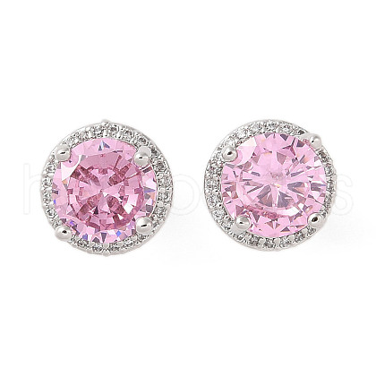 Rack Plating Brass Micro Pave Cubic Zirconia Earrings EJEW-I304-09P-07-1