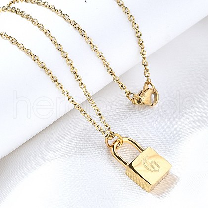304 Stainless Steel Rolo Chain Pendant Necklaces NJEW-S444-01G-07-1