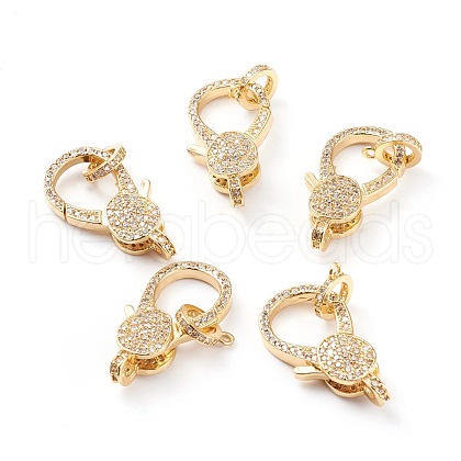 Brass Micro Pave Clear Cubic Zirconia Lobster Claw Clasp ZIRC-I043-37G-1