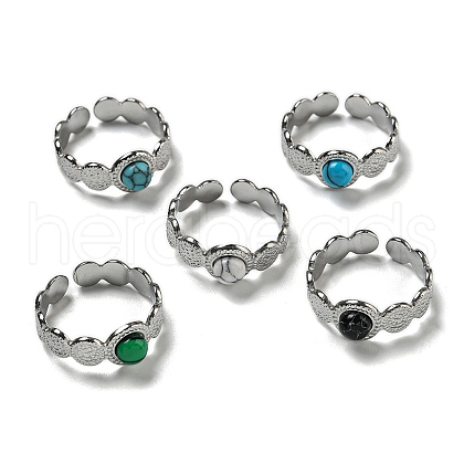 304 Stainless Steel Open Cuff Rings STAS-Z060-15P-1