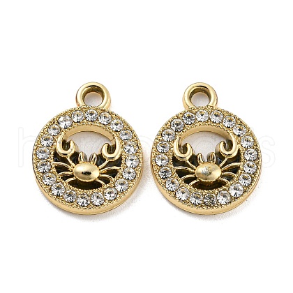 UV Plating Alloy Rhinestone Pendants PALLOY-D026-15G-1