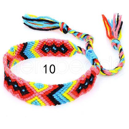 Cotton Braided Rhombus Pattern Cord Bracelet FIND-PW0013-003A-10-1