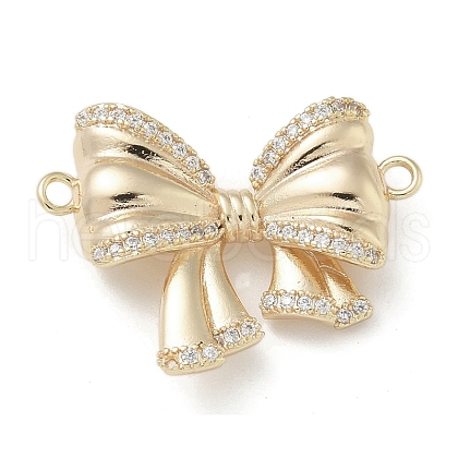 Brass Micro Pave Clear Cubic Zirconia Connector Charms KK-M308-14G-1