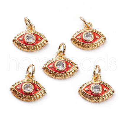 Brass Micro Pave Clear Cubic Zirconia Charms KK-C100-15G-A02-1