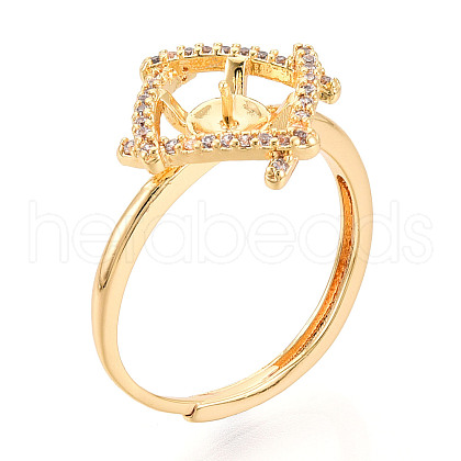 Brass Micro Pave Clear Cubic Zirconia Adjustable Ring Settings KK-T076-10G-1