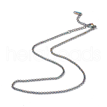 Ion Plating(IP) 304 Stainless Steel Rolo Chain Necklace for Men Women NJEW-K245-022D-1