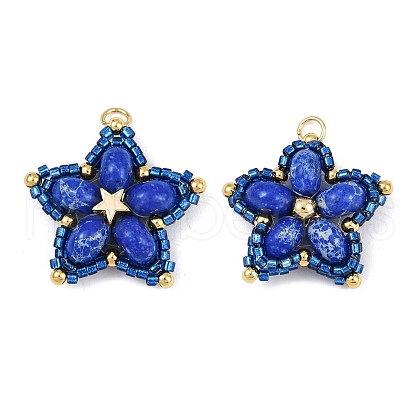 Handmade Glass Seed Beaded & Synthetic Dyed Imperial Jasper Beads Pendants PALLOY-MZ00752-02-1