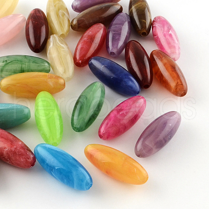 Oval Imitation Gemstone Acrylic Beads X-OACR-R031-M-1
