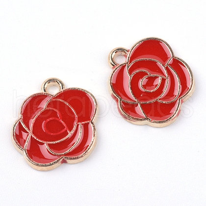 Light Gold Alloy Enamel Pendants ENAM-Q032-06E-1
