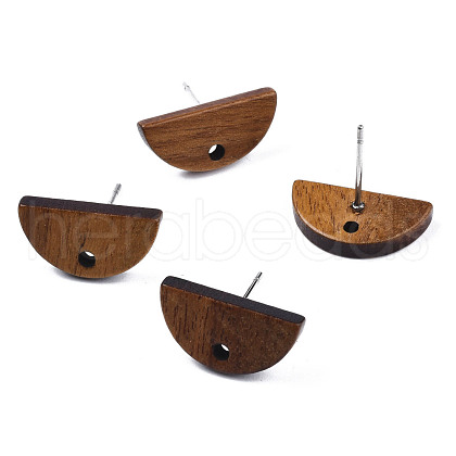 Walnut Wood Stud Earring Findings MAK-N032-012-1