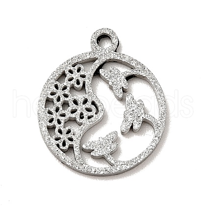 304 Stainless Steel Textured Pendants STAS-J040-05B-P-1