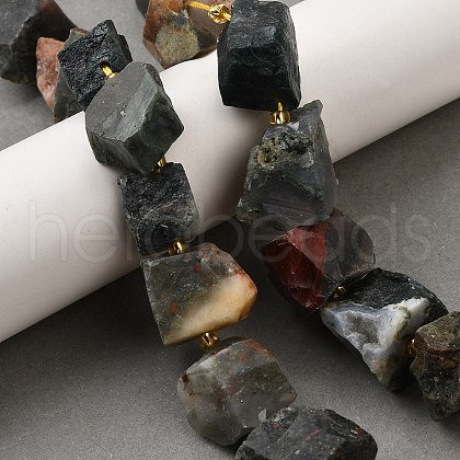 Raw Rough Natural African Bloodstone Beads Strands G-Z087-B07-1